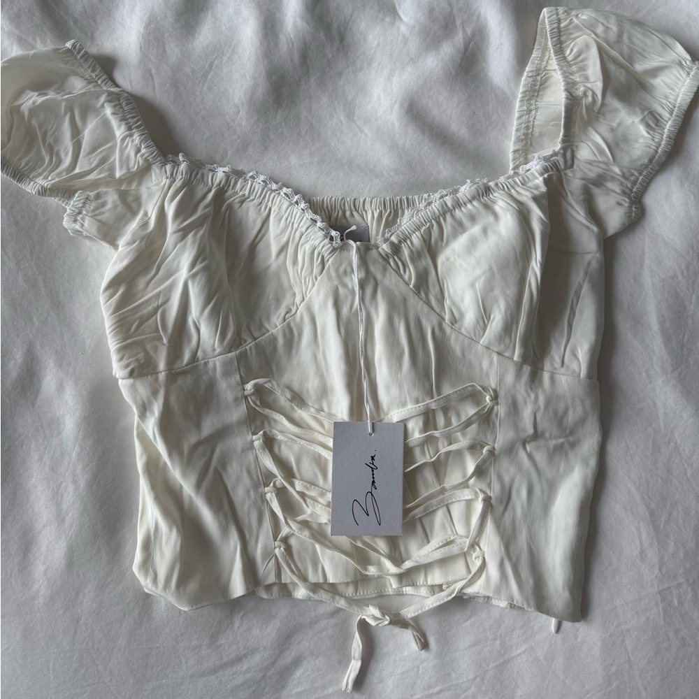 Nwt Bamba swim dainty white top